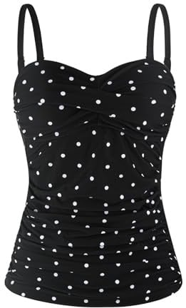 Ocean Blues Women's Twist Bandeau Swimsuit Top Ruched Tummy Control Tankini Top Only