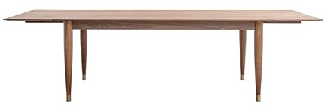 My Furniture Como Table à Manger Extensible en Noyer/Bois Massif avec détails en Laiton/S'agrandit pour 8 Personnes/Artisanat Intemporel pour des espaces Modernes et Classiques.