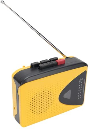 Jectse Tragbares Kassetten Player Kassettenrekorder, AM FM Radio mit Großem Lautsprecher und Kopfhörerbuchsenbuch in Mikrofon für Hausgarten, 120 X 85 X 39 Mm