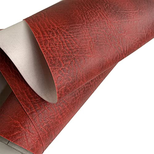 EU Fabrics Fire Retardant Upholstery Leatherette - Textured Faux Leather Material Cloth - PVC Expanded Vinyl Upholstery Chairs Water-Resistant per Metre (Flame Red - Sample 10cm x 10cm)