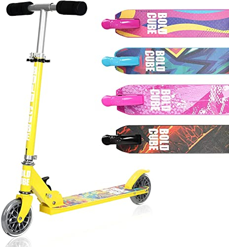 BOLDCUBE Roller Kinder Scooter mit PU Räder Klappbar 2 Rad Roller für Mädchen und Jungen 5+Jahre alt