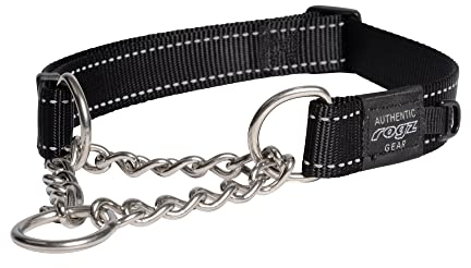 Rogz Lumberjack Choker für Hund, Schwarz, 25 MM (43-73 cm), Leder