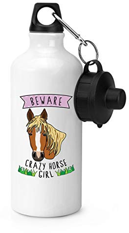 Gift Base Beware Crazy Horse Girl Sports Bottle Water Gym 600ml White