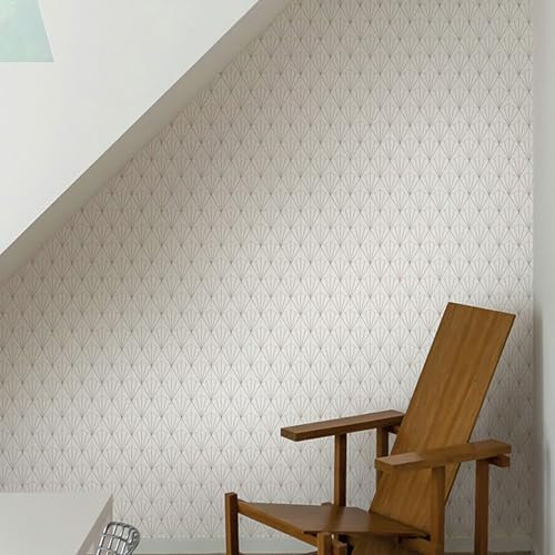 HXA DECO - Papier Peint Rouleau Style Art Deco Blanc et Or - Rouleau 0,5x10 m
