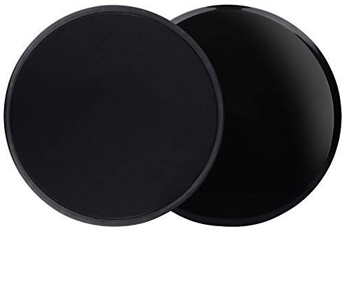 Heveer Sliders Fitness Gleitscheiben Sport Doppelseitige Gliding Discs für Hause Training Bauch Workouts Ganzkörpertraining 2 Stück Schwarz