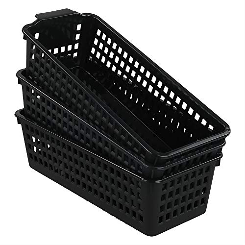 Yarebest 3-pack Small Plastic Handy Basket for Storage (Black)