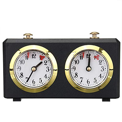 ORETG45 Schachuhr, professionelle Schachuhr, Spieluhr, analoge Uhr, Schach, Timer, I-Go, Count Up, Count Down-Timer, Retro-analoge Schachspiel-Timer, nicht null, Schwarz , Free Size