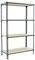 SimonRack Schwerlastregal, Lagerregal, 150x80x50 cm, Metallregal, Kellerregal, Biegestelle 150 kg, 4 Holzfachböden, Grau/Holz - Maderclick