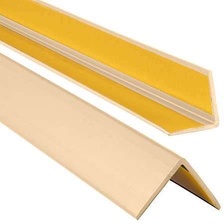 ProfiPVC Perfil angular 35 x 35 mm, 200 cm, ángulo de plástico de goma PVC, autoadhesivo, protección de cantos elástica, perfil de protección de esquinas, fácil montaje, color crema