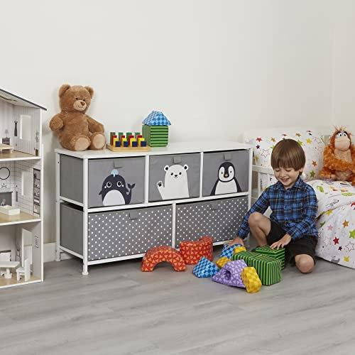 Liberty House Toys Kids Storage Unit, Fabric, Grey, H550 x W1000 x D300mm, 5L-206-POL