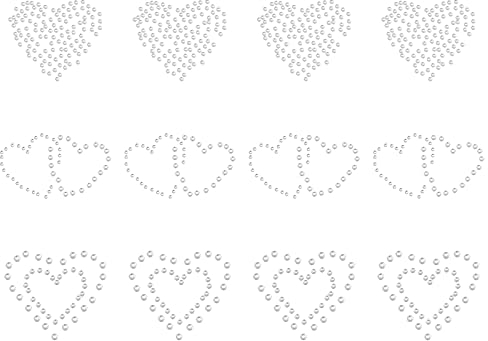 FINGERINSPIRE 12 Stück Bling Heart Hotfix Strasssteine Glitzer Herz Aufbügeln 3 Stile Herz Strass Aufbügeln Transfers für DIY Jeans Jacke Handtasche Valentinstag Dekoration