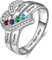 lorajewel Ring mit Gravur Damen Silber 925 Personalisierte Mutter Tochter Freundschaftsringe mit Stein für Mom Geschenk für Geburtstag (4 Steine)