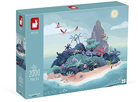 Janod - Puzzle 2000 Teile - Die geheimnisvolle Insel - Für Erwachsene Teenager Kinder -zertifiziert - ab 10 Jahren, J02517
