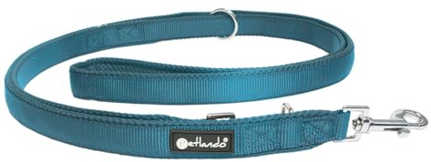 Petlando Hundeleine 2m Mesh weich gepolstert, Petrol, 230x3cm | Für große Hunde, 3-fach verstellbar, pflegeleicht, schnelltrocknend, Karabiner, Führleine, Freihandleine, Umhängeleine