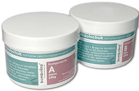 Knetsilikon bambelina® Silikon Kautschuk, knetbare Abformmasse, Deutsches Produkt, Modelliermasse 500g, Formenbau, Schmuck duplizieren, Dubliersilikon