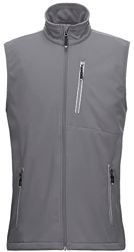 33,000ft Men's Lightweight Softshell Gilet, Windproof Waterproof Outerwear Vest Gilets Sleeveless Jacket for Cycling Running Hiking Golf Travel Dark Grey XL