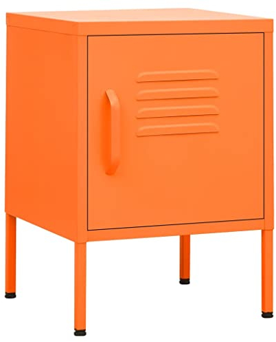 vidaXL 2X Nachttisch 1 Regalboden 1 Schloss Nachtschrank Nachtkonsole Nachtkommode Schlafzimmer Schrank Kommode Orange 35x35x51cm Stahl
