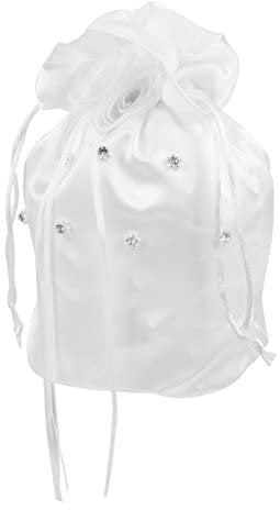 Veemoon Satin Brauthandtasche Hochzeit Tasche Kordelzug Party Geschenktaschen Süßigkeitentaschen Blumen Strasssteine Birnendekor Tragegriff Hochzeitszeremonie