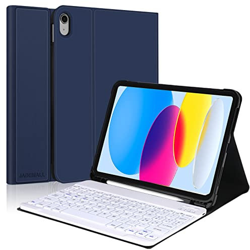 JADEMALL Custodia con Tastiera per iPad 10a/11a Generazione A16 2025/2024 10.9, Italiano QWERTY Tastiera Bluetooth Staccabile Magnetica per iPad 11/10 Generazione 2025/2024, Blu