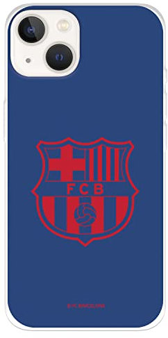 FC Barcelona Schutzhülle für iPhone 14, Rot, blauer Hintergrund, zum Schutz Ihres Handys, flexibles Silikon, offizielle Lizenz FC Barcelona