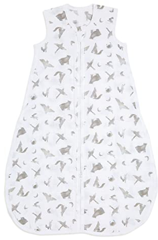 aden + anais Leichter Bio-Baumwoll-Musselin-Schlafsack 1,0 TOG map The Stars-Sky Animals (18-36 Monate), (AA1298)