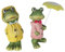 Aspinaworld Gartenfigur Frosch Figur mit Regenschirm 2er Set 17 cm, Gartenfrosch, Figur für den Garten, wetterfeste Deko