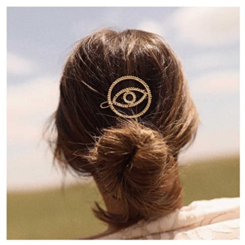 Yheakne Vintage Böses Auge Haarspange Geometrische Haarspange Clip Gold Runde Haarspange Pin Hohlen Auge Kopf Clip Kopfbedeckung Dekorative Kopfbedeckungen Haarschmuck Für Frauen Und Mädchen (Gold)