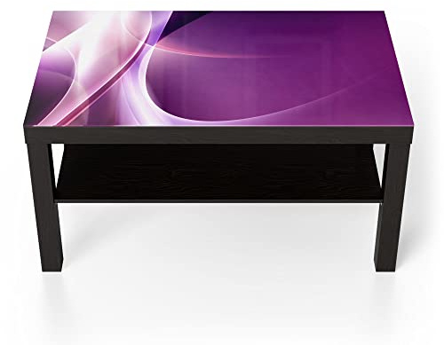 DEQORI Glastisch | schwarz groß 90x50 cm | Motiv Violettes Lichtspiel | ausgefallener Beistelltisch aus Glas | Hochglanz Couchtisch fürs Wohnzimmer | moderner Couch Tisch mit Design