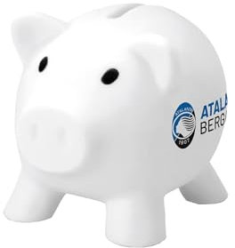 Atalanta B.C. Salvadanaio Porcellino Bianco in Plastica - Prodotto Ufficiale