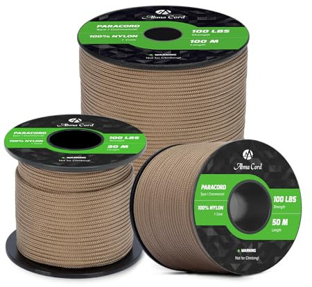 Abma Cord Paracord 2mm 50m 100% Nylon Seil Typ I Schnur mit 1 Kern Allzweckseil - Max. 45kg (100lbs) - Blitz