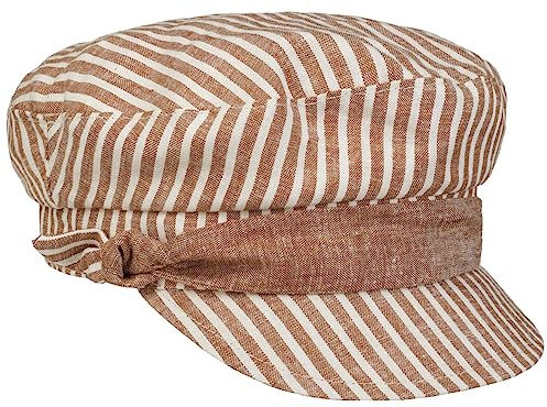 Lipodo Twotone Stripes Ballonmütze Damen One Size (ca. 55-57 cm) - Mütze mit Leinen - Elbsegler aus Italien - Frühjahr/Sommer rot One Size