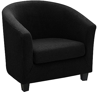 ZEaink Sesselbezug 2 Stück Jacquard Sesselüberwurf überzug,Klubsessel-Schonbezüge Aus Hochelastischem Spandex Für Sessel Tullsta Schalenstühle Wohnzimmer Und Bürorezeption (Schwarz)