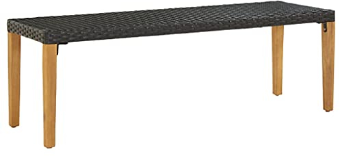 Youuihom Bänke für den Außenbereich, Gartenbänke, Terrassenbänke, Gartenbank 80 cm Poly Rattan Schwarz Geeignet für Garten, Vorgarten, Innenraum, Gewächshaus