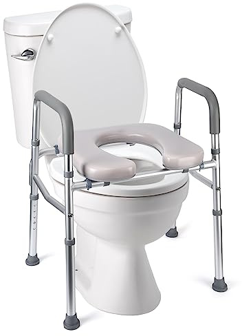 Raised Toilet Seat for Seniors, Safety Assist Shower Chair for Handicapped and Pregnant