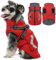 Kuoser Hundemantel,Hundemantel Für Kleine Hunde, Wasserdicht Hundemantel Winter, Hundejacke, Hundemantel Grosse Hunde, Hundemantel Mit Geschirr Rot L