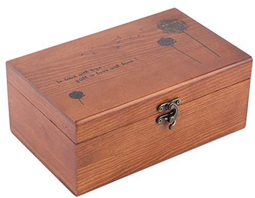 Mumusuki Nähkorb aus Holz, Haushalts-Nähkasten aus Holz für Kinder, Vintage-Nähkasten aus Holz, Nadelfaden-Aufbewahrungskoffer, Organizer, DIY-Nähwerkzeuge (Leere Schachtel mit Löwenzahn)