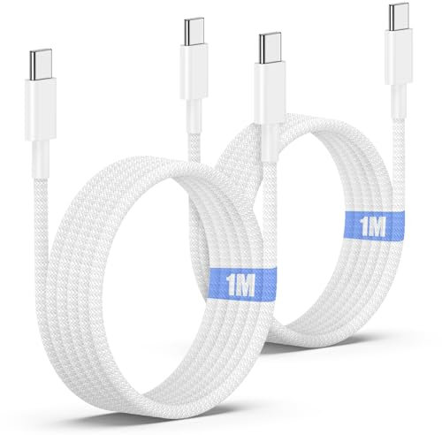 iPhone 16 15 Charger Cable 1M, 60W Braided Apple USB C to USB C Fast Charging Type C Cable 3ft for iPhone 16 Pro/15 Plus/15 Pro Max, MacBook Pro, iPad Pro, iPad Air 4,Galaxy S22 S21 Ultra