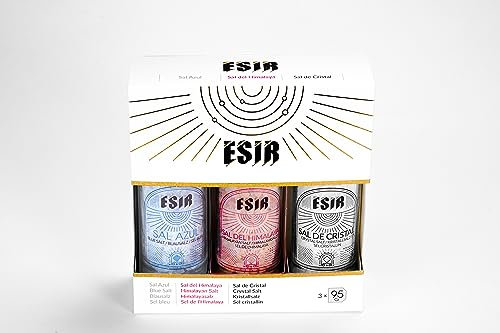 ESIR Blaues Himalaya-Kristallsalz – Hochwertiges Salz aus dem Himalaya-Gebirge – Natursalz in der Küche sehr gefragt – Reich an Mineralien und Spurenelementen – 95G (Set of 3 Blue, HImalaya, Crystal)