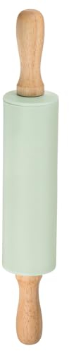 sourcing map Silicone Rolling Pins for Baking 12 Inch Wooden Handle Non Stick Rolling Pin Small Roller Playdough Rolling Pins for Dough Pizza Pastry Fondant Kitchen, Light Green