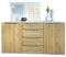 Sideboard Linio V1, Anrichte mit 2 Türen und 4 Schubladen, Weiß matt/Eiche Natur (138,5 x 75,5 x 35 cm)