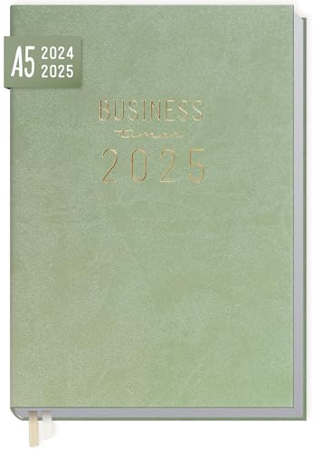 Häfft® Business-Timer 2024/2025 A5 Salbei Buchkalender 18 Monate: Juli 2024 bis Dez. 2025 - Terminplaner, Wochenkalender, Terminkalender, Wochenplaner - nachhaltig & klimafreundlich
