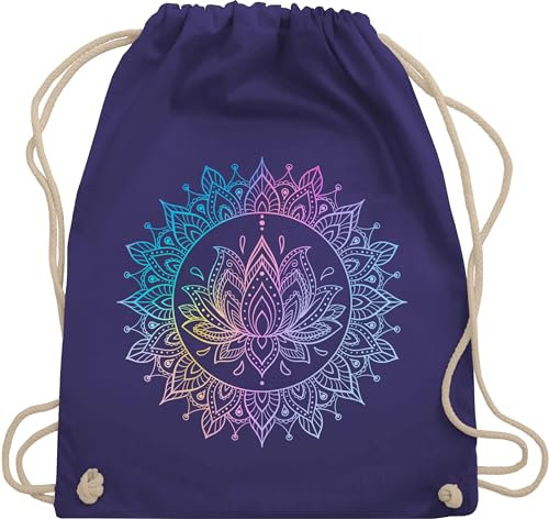 Turnbeutel Rucksack - Yoga - Taschen - Mandala Lotusblume I Spirituelle Meditation I Pilates Lotus Entspannung - Unisize - Lila - meditations tasche yoga-tasche joga wellness beutel baumwolle