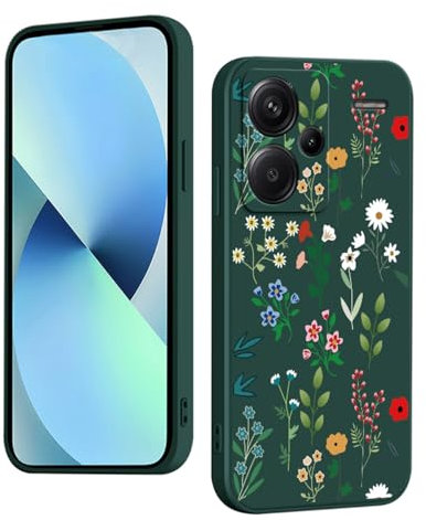 YUXING Coque pour Xiaomi Redmi Note 13 Pro Plus 5G (13 Pro+ 5G) Silicone Antichoc Antidérapant, Étui Protection à Motifs Mignon Durable Souple Mince Intégrale Protection Housse (Floral,Green)