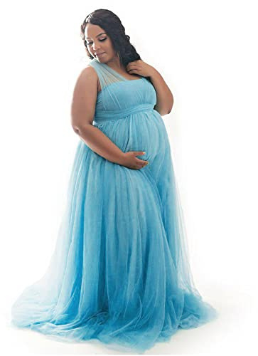 Vuncio Robe Tulle Grossesse Dentelle Shooting Photo sans Manches Col V Robe Maternité Fête Soirée Cérémonie Photographie Maxi Robe Grossesse Chic Et Elegant Pas Cher Mariage