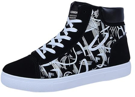 Zapatos de lona para hombre – Zapatillas altas para hombre, zapatos informales, zapatillas de lona estampadas, zapatillas de deporte de alta gimnasia, zapatos de caminar, para exteriores, ligeros, de