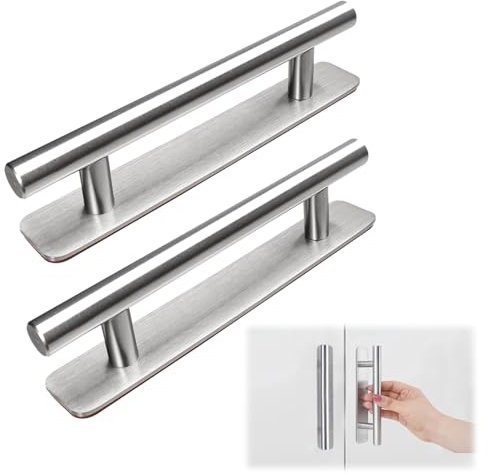 beidaiby 2 Pcs Stick on Door Handles,Wardrobe Kitchen Door Handles,Bathroom Cabinet Door Pull Handles,Self Stick No-Drill Handle for Cupboard Garage Shed Drawer,Sliding Patio Doors
