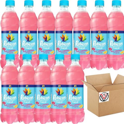 12 x Rubiconn Sparkling Rose Lemonade 500ml - Sparkling Rose Flavoured Juice Drink with Sugar & Sweetener