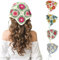 4 Stück gehäkeltes Haarbandana, Blumen-Haarschal, Boho-Kopftuch, Vintage-Stirnbänder, Dreieck-Haarband, handgefertigt, Haarschmuck für Mädchen und Damen, Blau + Beige + Rot + Blume