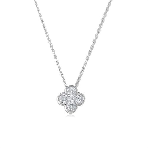 OUXi Glücksklee-Halskette aus 18 Karat Gold für Damen, 925er Sterlingsilber, Kristall, Diamant-Anhänger, Strass-Halsketten, Zirkonia-Ketten
