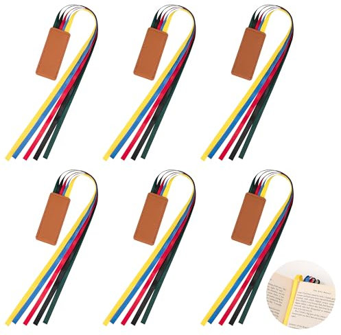 Newellsail Band Lesezeichen Kunstleder Lesezeichen Bibel Buchmarkierungen mit 5 Bunt Bändern Seitenmarker Buch Marker für Bücher Roman Bibel 6 Stück